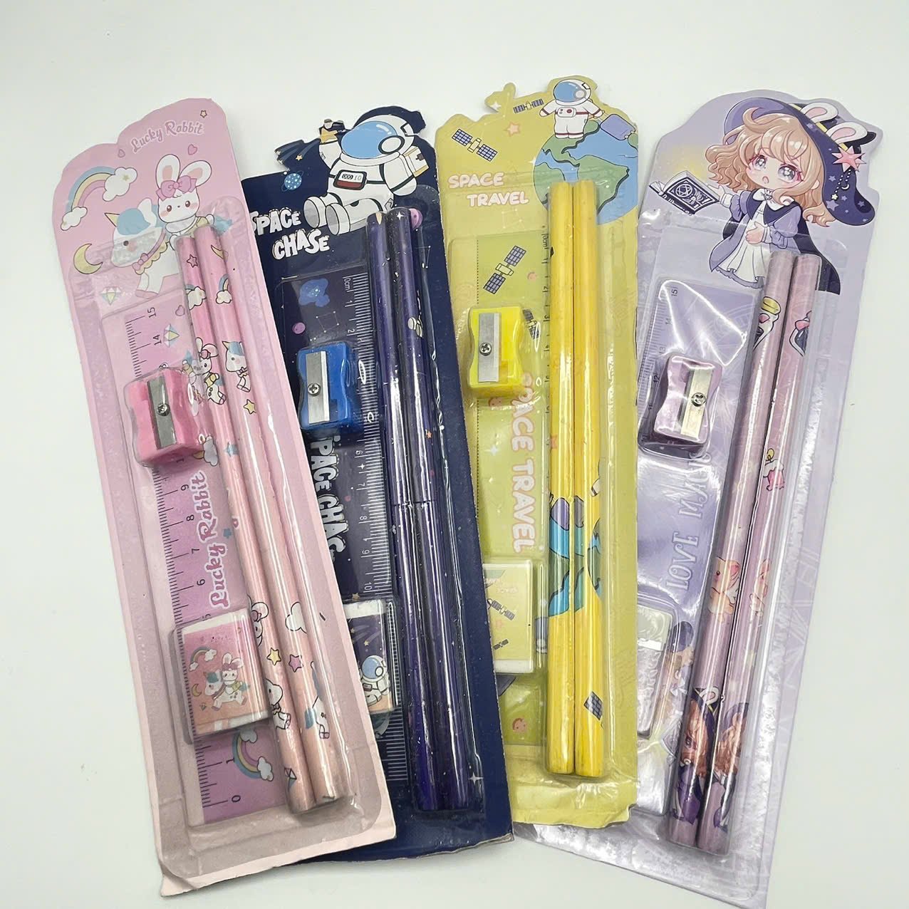 Combo bút chì thước kẻ tẩy gọt bút chì